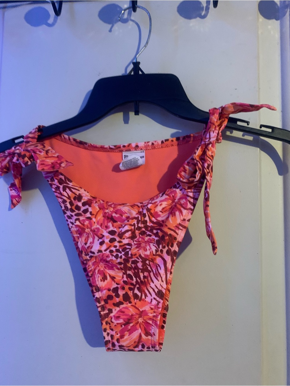 No Boundaries Pink Floral & Animal Print Bikini Bottom with Tie Straps